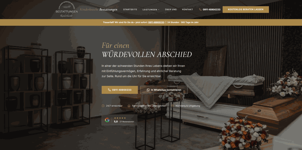 Website-Beispiel: Bestattungsunternehmen
