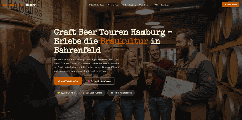 Website-Beispiel: Craft Beer Touren Hamburg