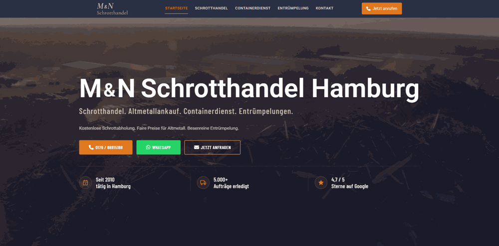 Website-Beispiel: M&N Schrotthandel Hamburg